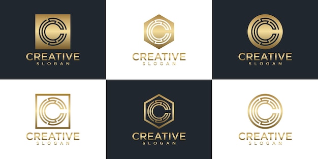 Set van creatieve gouden monogram logo-ontwerp