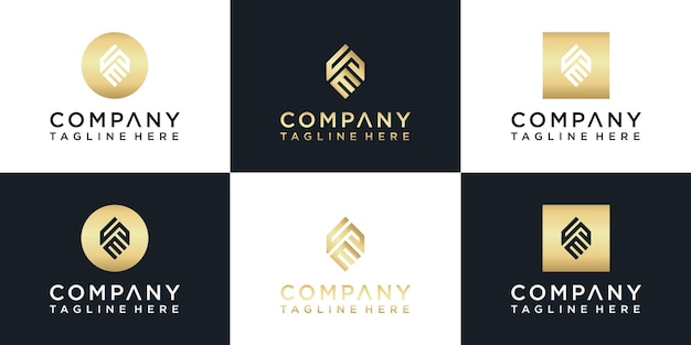 Set van creatieve gouden monogram logo-ontwerp