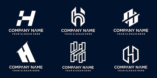 set van creatieve h brief vector logo ontwerp sjabloon premium