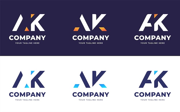 Set van creatieve Letter A en K Logo Design Template-collectie