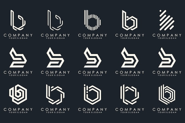 Set van creatieve letter b-logo ontwerp sjabloon iconen voor zakelijke luxe elegante eenvoudig