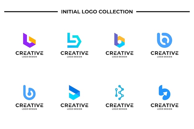 Set van creatieve letter b logo ontwerpsjabloon business logo merk symbool en pictogram abstract