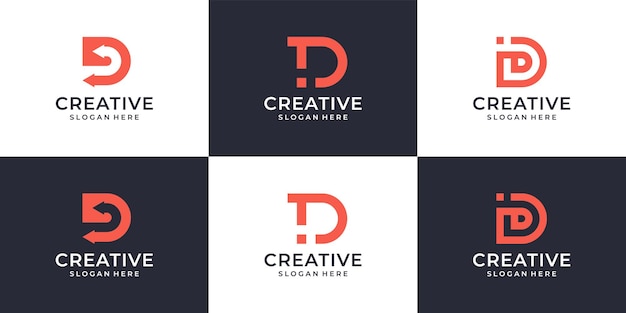 Set van creatieve letter d logo-ontwerpbundel