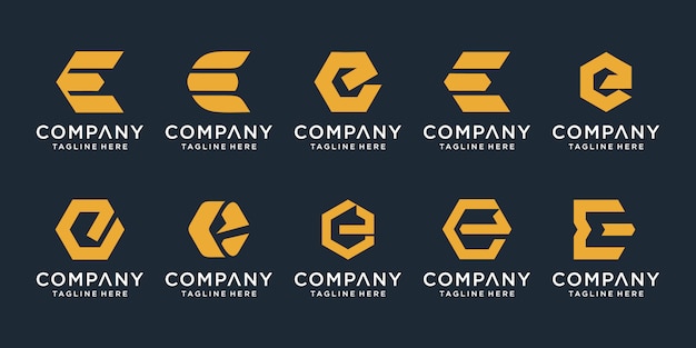 Set van creatieve letter e logo ontwerpsjabloon.