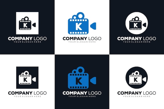 set van creatieve Letter K eerste logo voor Cinema film en videografie ontwerpsjabloon