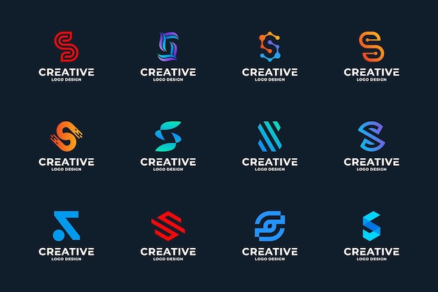 Set van creatieve letter S logo ontwerpsjabloon moderne kleur voor de kleurovergang logo