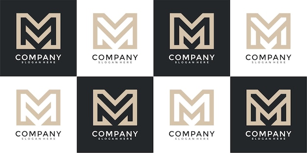 set van creatieve lettermark monogram letter m logo sjabloon