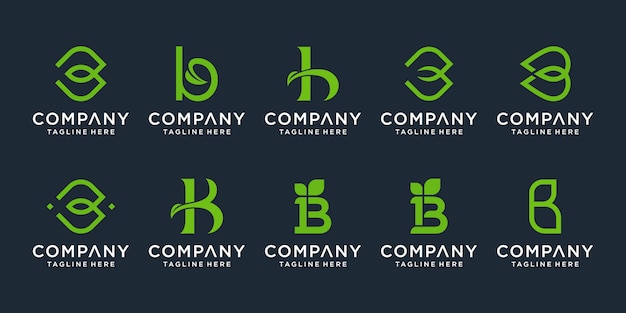 Set van creatieve monogram letter b logo ontwerp inspiratie