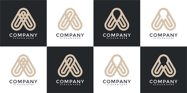 set van creatieve monogram letter een logo ontwerpsjabloon