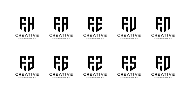 Set van creatieve monogram letter f logo ontwerpsjabloon
