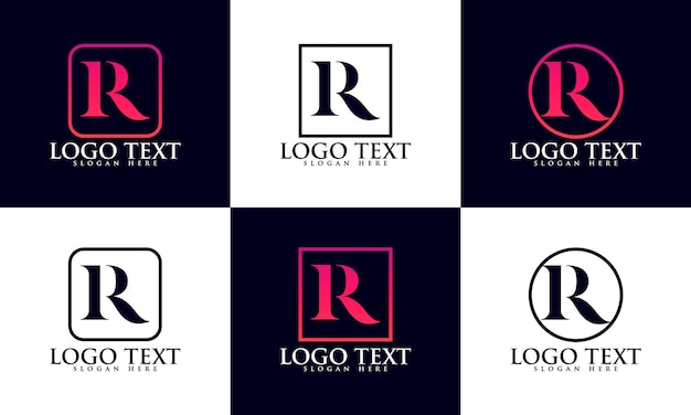 Set van creatieve monogram letter r logo ontwerp. gradiënt r letter logo, set van letter r logo ontwerp