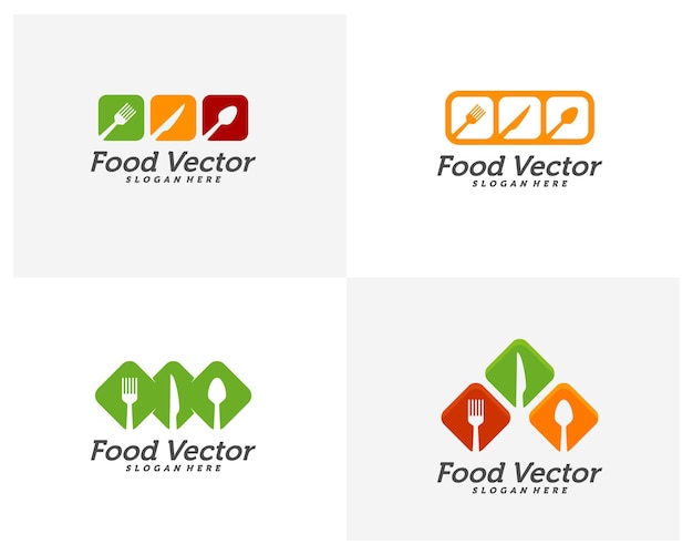 Set van creatieve voedsel logo ontwerp vector restaurant food court café logo sjabloon pictogram symbool illustratie