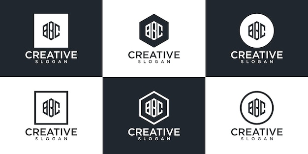 Set van creatieve zeshoek monogram logo-ontwerp