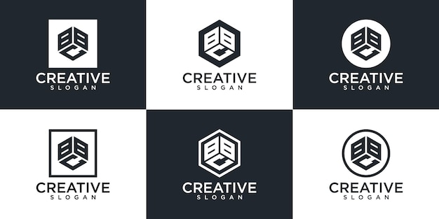 Set van creatieve zeshoek monogram logo-ontwerp