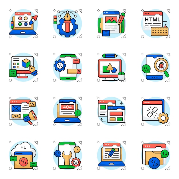 Set van Creativity Flat Circular Icons