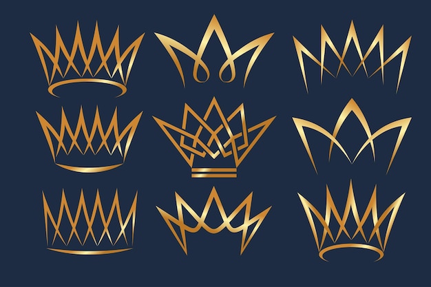 set van Crown Logo Royal King Queen abstract Logo ontwerp vector