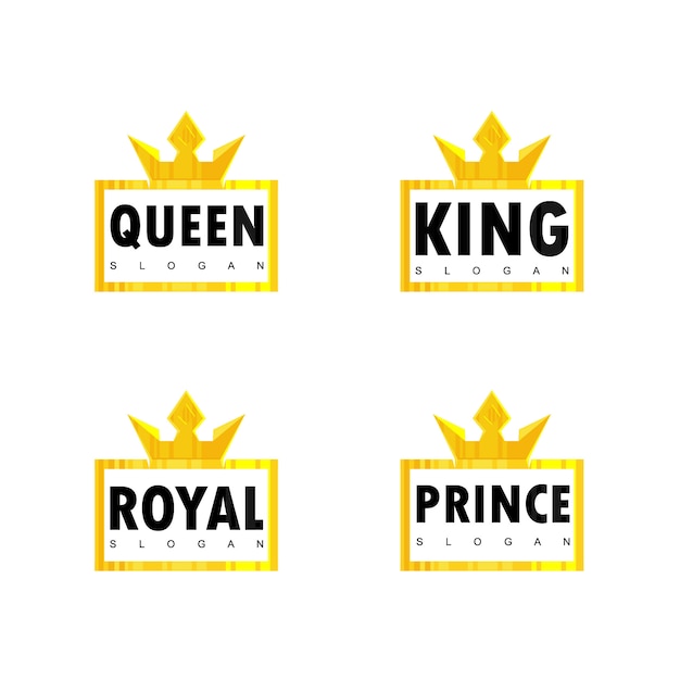 Set van crown typografie logo ontwerp