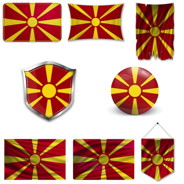 Set van de nationale vlag van macedonië