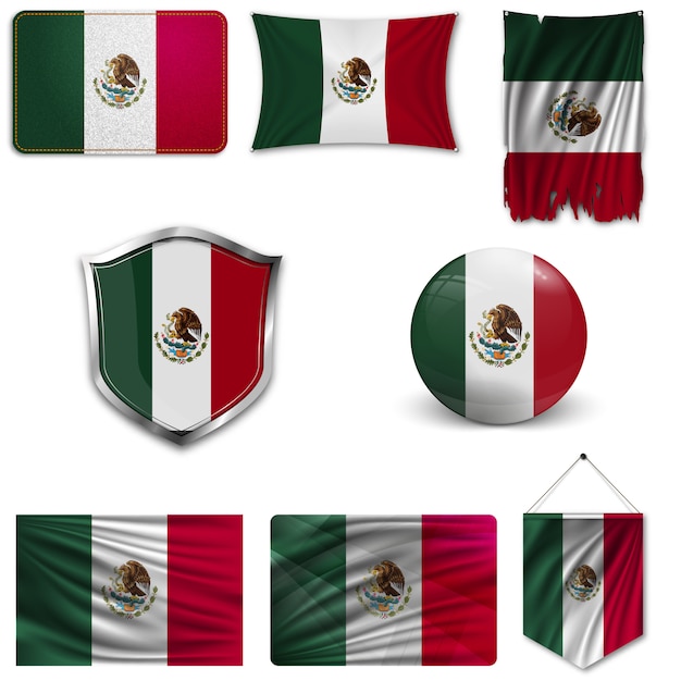 Set van de nationale vlag van mexico