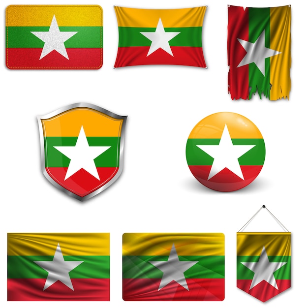 Set van de nationale vlag van Myanmar