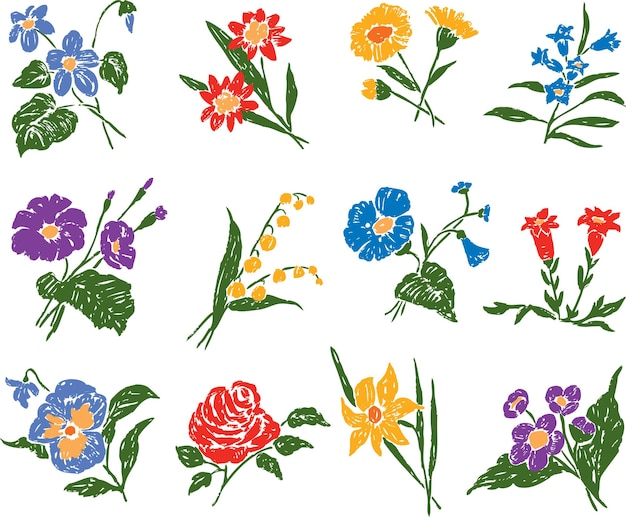 Set van de verschillende bloemen
