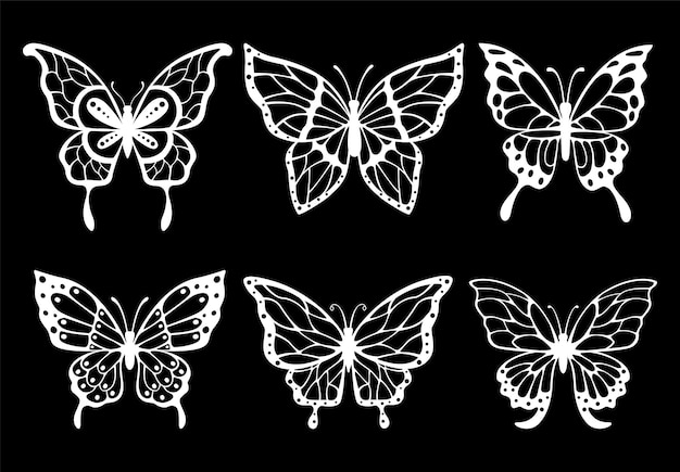 Set van decoratie lijn kunst vlinders