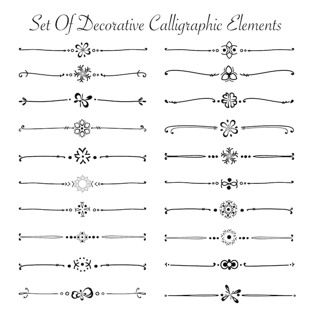 Set van decoratieve kalligrafische elementen voor decoratie. handgemaakt.