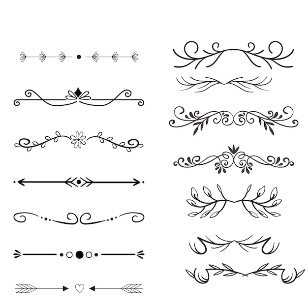 Set van decoratieve scheidingselementen Grens bloemencollectie Vector