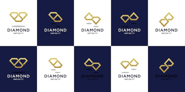 Set van diamant oneindig logo sjabloon met gouden kleur ontwerp