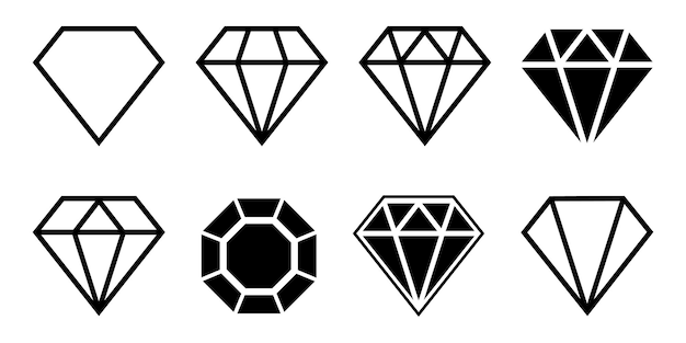 Set van diamanten in een platte stijl