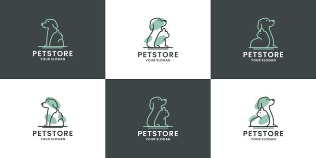 Set van dierenwinkel logo ontwerp collectie