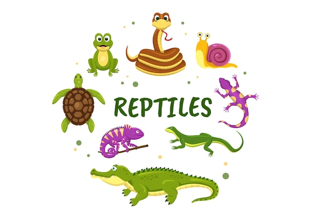 Vector set van dierlijke reptielenillustratie