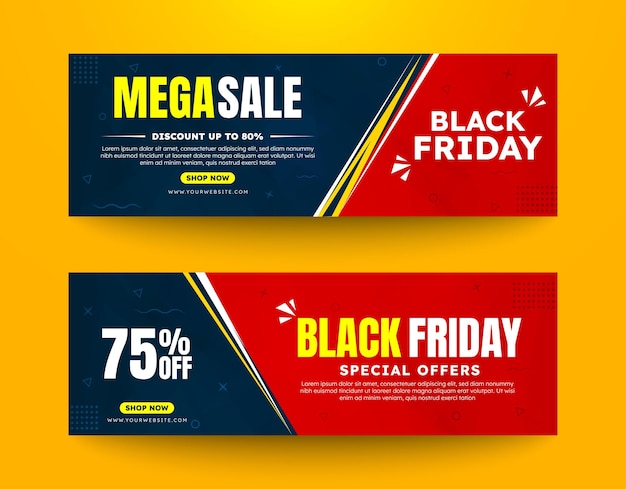 Set van digitale advertentiebanner black friday mega sale