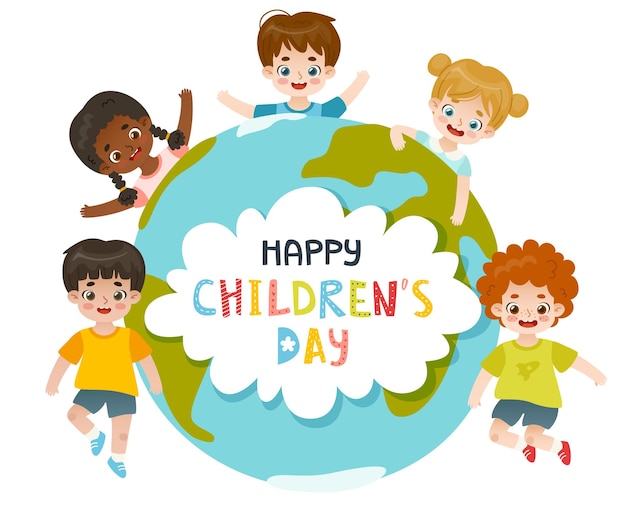 Set van diverse schoolkinderen Gelukkige cartoon kinderen staan Leuke leerlingen collectie