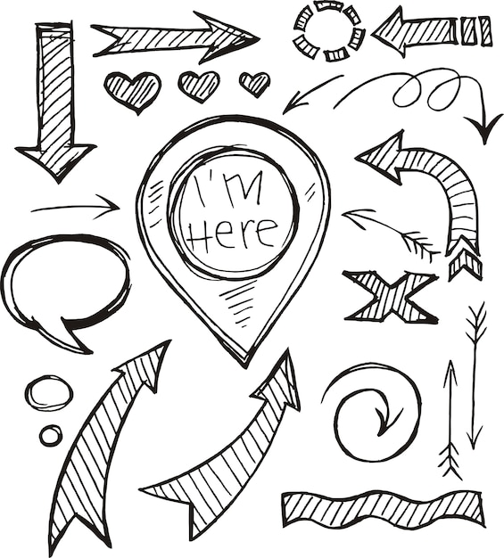 Vector set van doodle op witte achtergrond