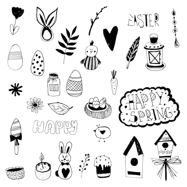 Vector set van doodles van katholieke en orthodoxe pasen