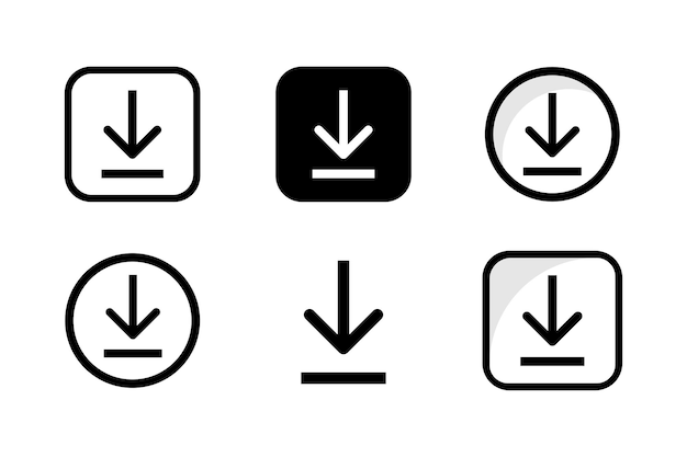 Set van download pictogram symbool geïsoleerd op een witte achtergrond Vector illustratie