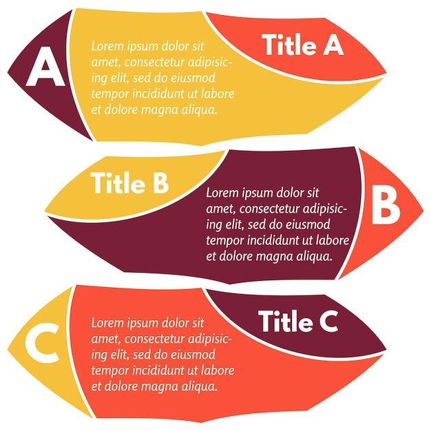 Set van drie horizontale kleurrijke opties banners. stap voor stap infographic ontwerpsjabloon. vector illustratie