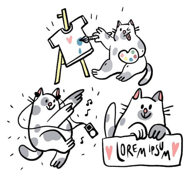 Vector set van drie katten