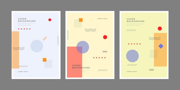 Set van drie sjabloon zakelijke omslag memphis ontwerp