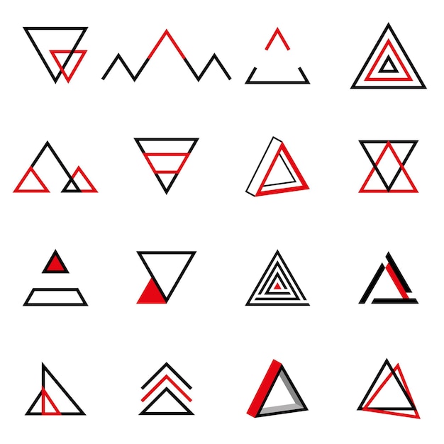 Vector set van driehoeken iconen collectie van driehoeken premium kwaliteit symbool vector teken
