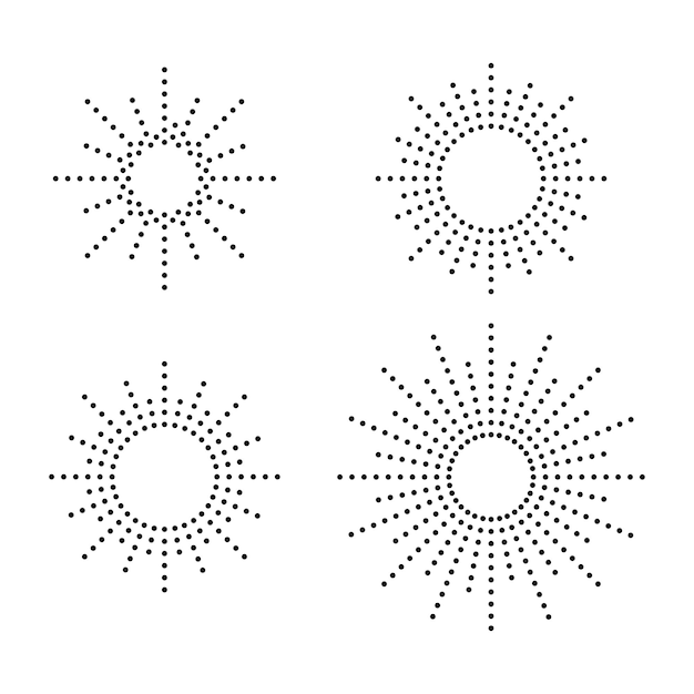 Set van druppels zonnen van grafische elementen eenvoudige grafische stijl zwarte objecten geïsoleerd op een witte achtergrond