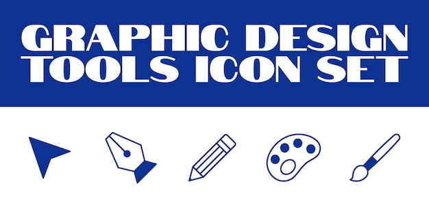 Set van dunne lijn iconen van grafisch ontwerp Kunst creativiteit en grafisch ontwerp Vector Iconen