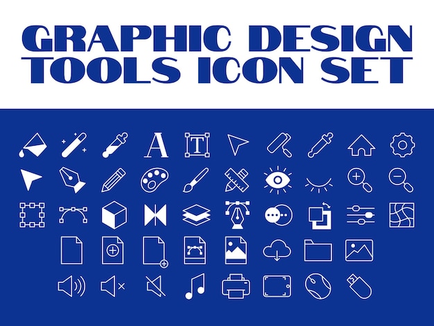 Set van dunne lijn iconen van grafisch ontwerp Kunst creativiteit en grafisch ontwerp Vector Iconen