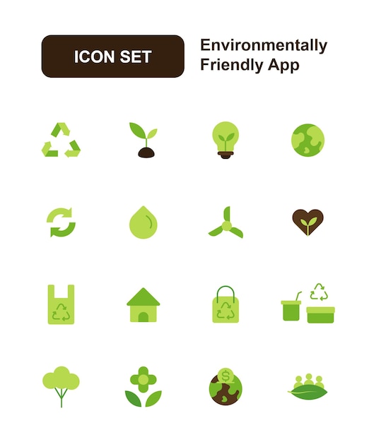 set van eco-vriendelijke app-iconen