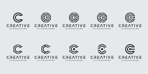 Set van eerste letter c logo sjabloon