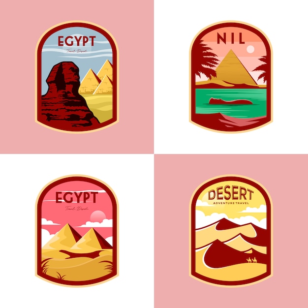 Set van egypte badge ontwerp