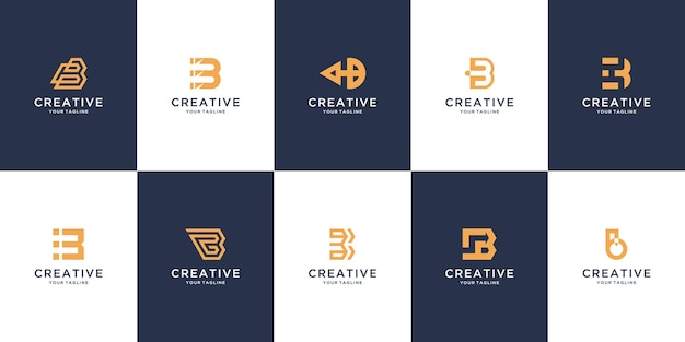 Set van elegante monogram letter b logo-ontwerp