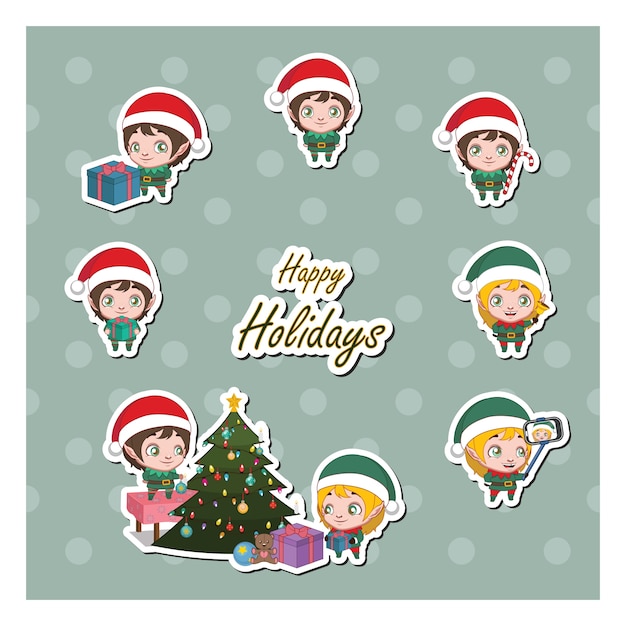 Set van elf stickers