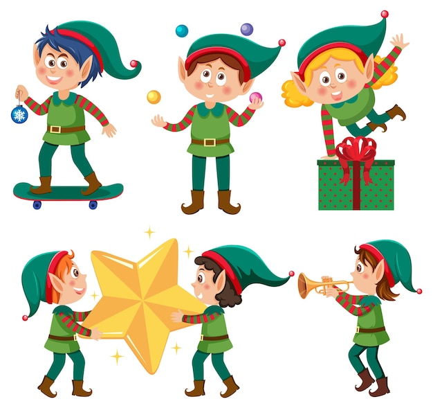 Vector set van elf stripfiguur